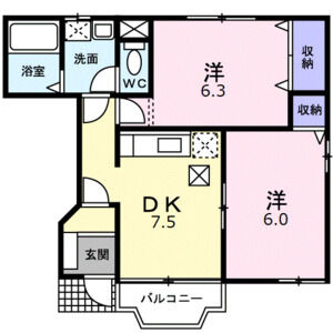 2DK 間取り図