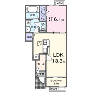 1LDK 間取り図