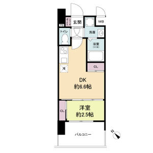 1DK 間取り図