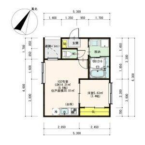 1LDK 間取り図