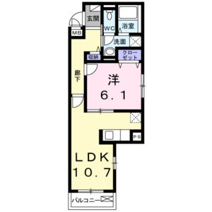 1LDK 間取り図