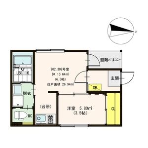 1DK 間取り図