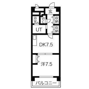 1DK 間取り図