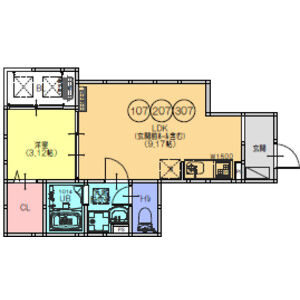 1LDK 間取り図