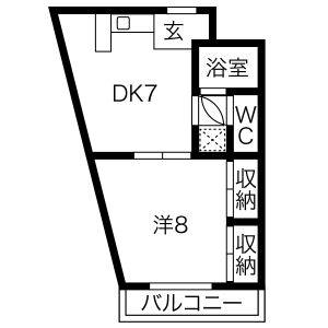 1DK 間取り図