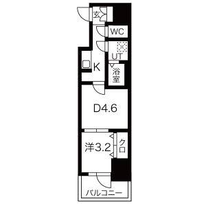 1DK 間取り図