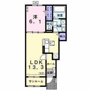 1LDK 間取り図