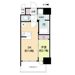 1DK 間取り図