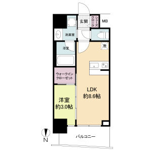 1LDK 間取り図