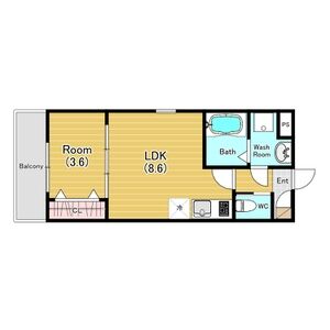 1LDK 間取り図