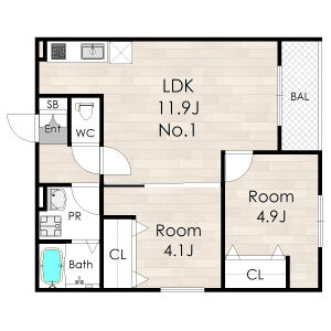 2LDK 間取り図