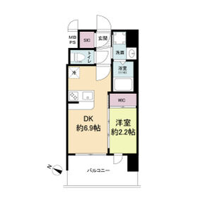 1DK 間取り図