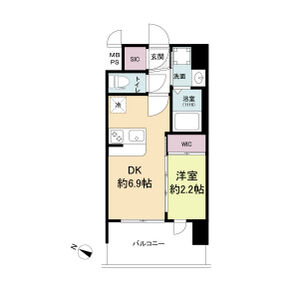 1DK 間取り図