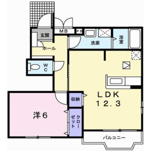 1LDK 間取り図