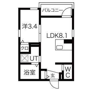 1LDK 間取り図
