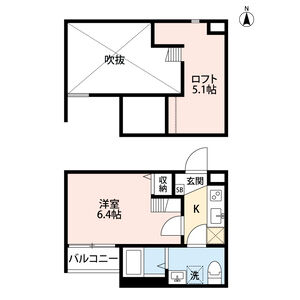 1K 間取り図