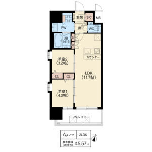2LDK 間取り図