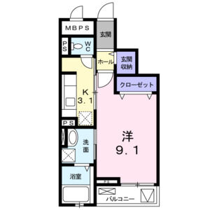 1K 間取り図