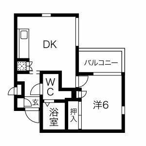 1DK 間取り図