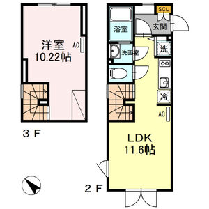 1LDK 間取り図