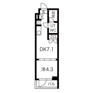 1DK 間取り図