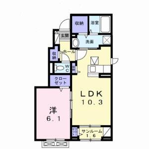 1LDK 間取り図