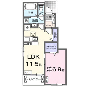 1LDK 間取り図