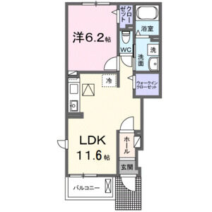 1LDK 間取り図