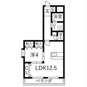 1LDK 間取り図