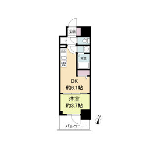 1DK 間取り図