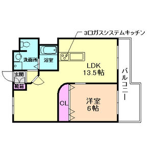 1LDK 間取り図