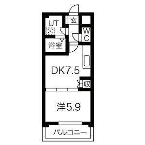 1DK 間取り図