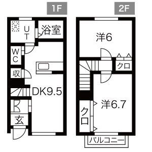 2DK 間取り図