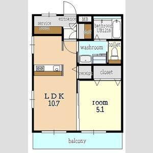 1LDK 間取り図