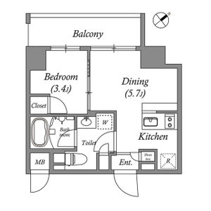 1DK 間取り図