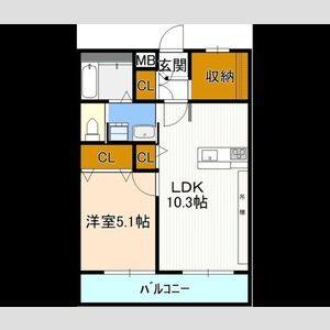 1LDK 間取り図
