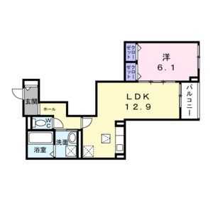 1LDK 間取り図