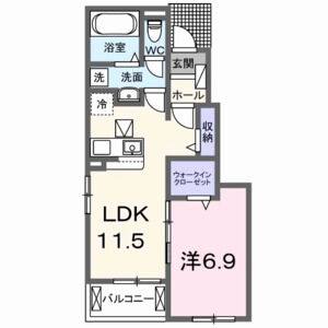 1LDK 間取り図