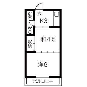 1DK 間取り図