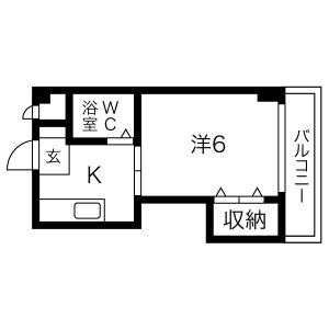 1DK 間取り図