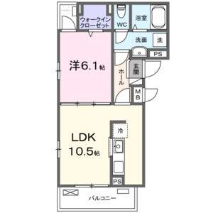 1LDK 間取り図
