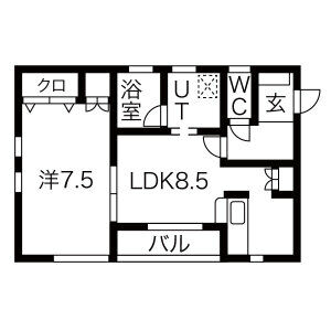 1LDK 間取り図