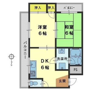 2DK 間取り図