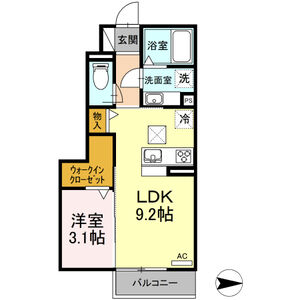 1LDK 間取り図