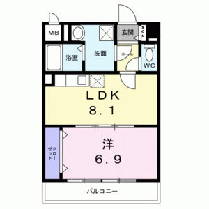 1LDK 間取り図