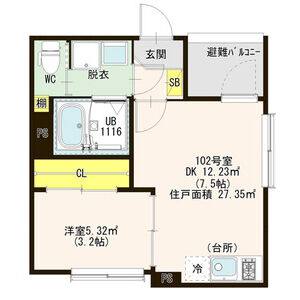 1DK 間取り図