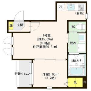 1LDK 間取り図