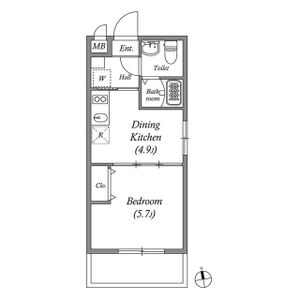 1DK 間取り図