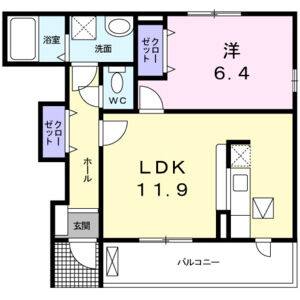 1LDK 間取り図