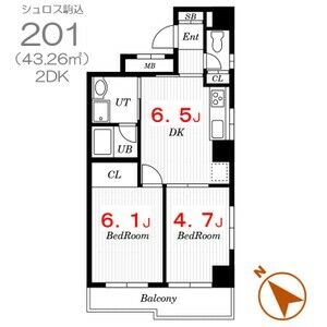2DK 間取り図